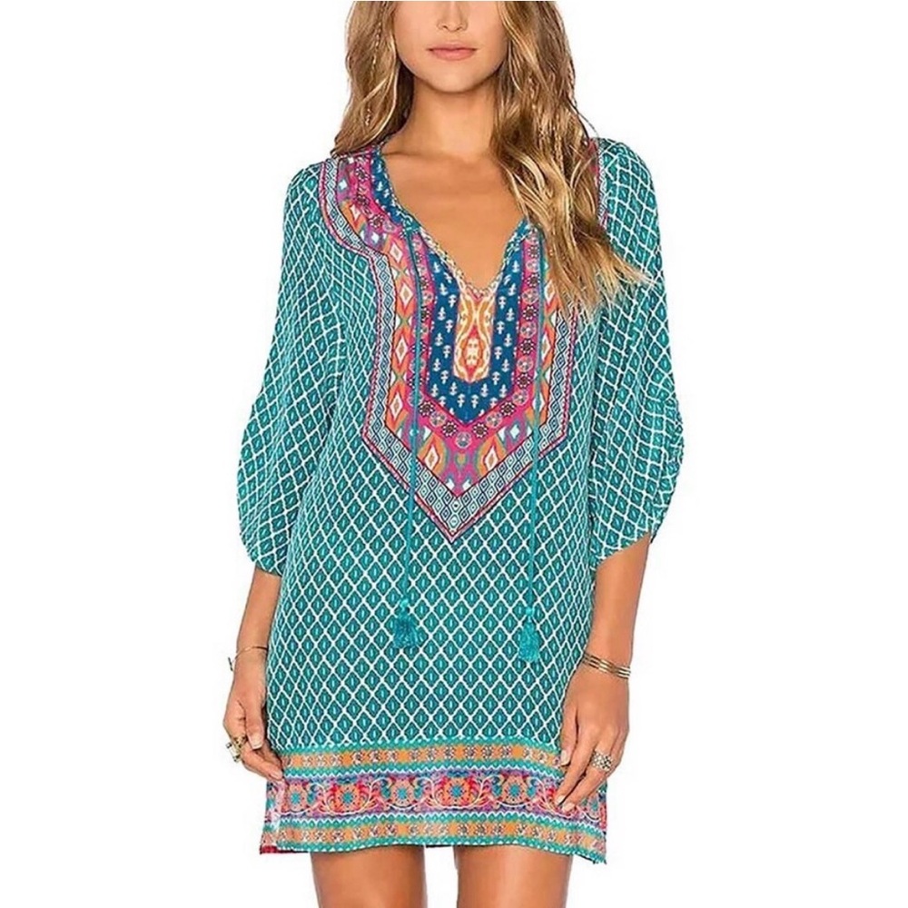 “Urban CoCo” NWOT Lg  Bohemian Ethnic Style Shift Dress or swim cover up